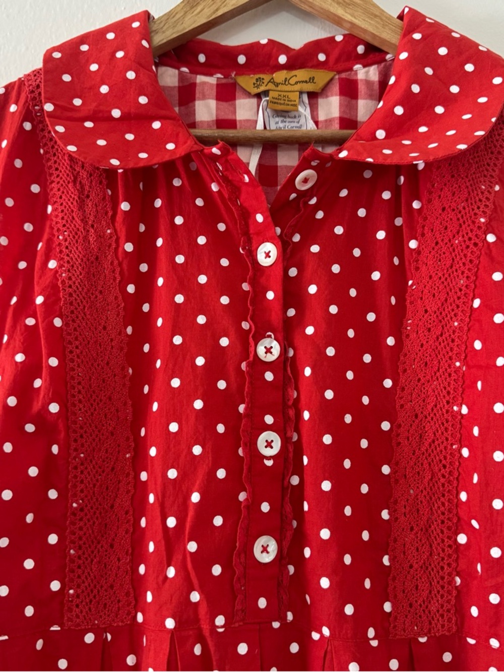 April Cornell Polka Dot Midi Dress XXL Cottagecore Peter Pan Collar Prairie 50’s - Picture 4 of 13